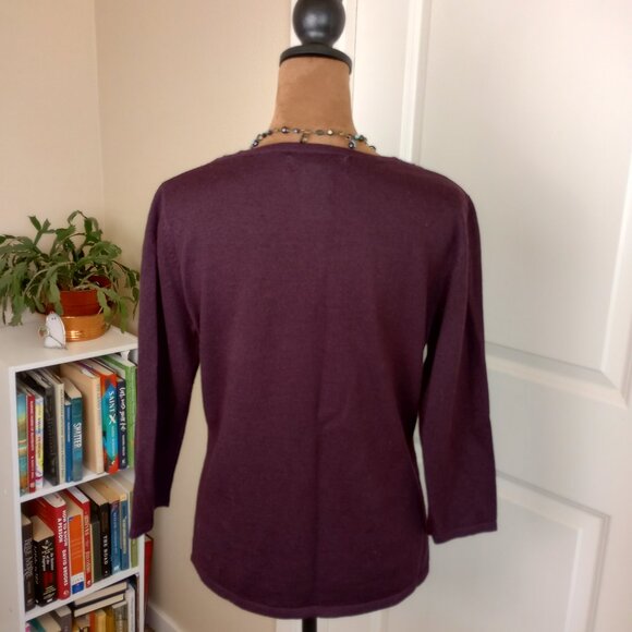 Vintage Deep Purple Whimsygtoh Y2K Sequin Trim Knit Super Soft Top Sag Harbor - Picture 5 of 6